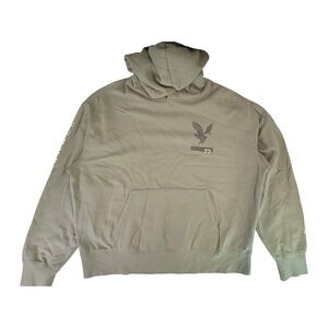 American Eagle Outfitters Mens Graphic Hoodie Eagle‎ Logo Khaki Green Size L